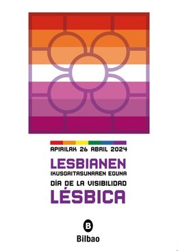 Bilbao adapta su baldosa con los colores de la bandera lésbica en el Día Internacional de Visibilidad Lésbica.