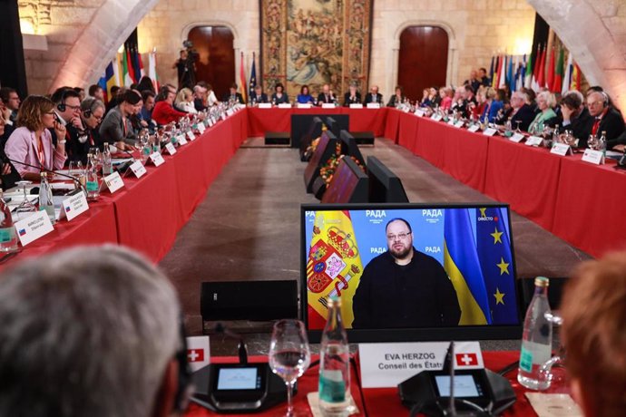 El presidente de la Rada Suprema de Ucrania, Rusan Stefanchuk, participa de manera telemática en la Conferencia de Presidentes de Parlamentos de la Unión Europea.