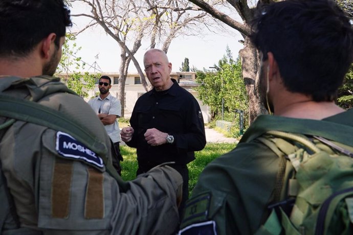 April 16, 2024, Northern District, Israel: Minister of Defense YOAV GALLANT visits Israel's northern border where he held an operational situation assessment with senior IDF officials and troops operating in the area of the Western Galilee.