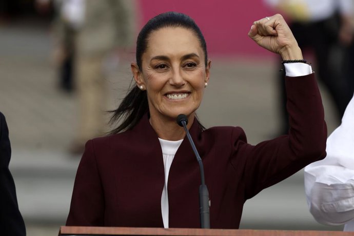 April 7, 2024, Mexico City, Mexico: Mexico's Presidential candidate, Claudia Sheinbaum Pardo, by  Juntos Hagamos Historia coalition speaks prior to the first presidential debate ahead elections in Mexico. at the National Electoral Institute . on April 7