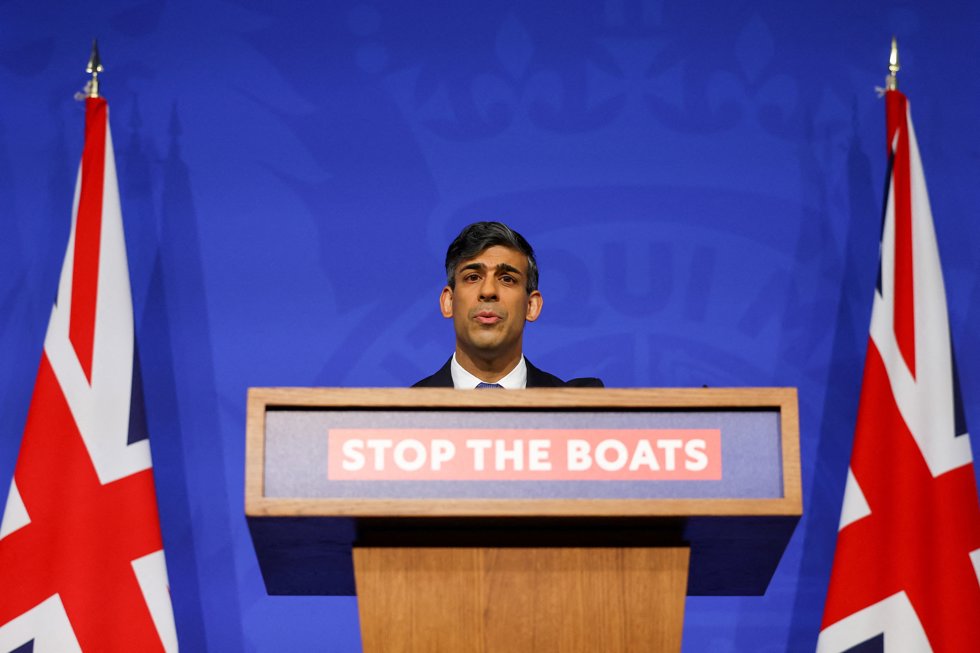 22 April 2024, United Kingdom, London: UK Prime Minister Rishi Sunak speaks during a press conference in Downing Street, London.