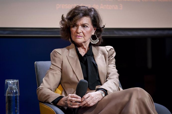 Archivo - La presidenta del Consejo de Estado, Carmen Calvo, durante la celebración del 20 aniversario de la consultora Thinking Heads, en la Fundación Espacio Telefónica, a 13 de marzo de 2024, en Madrid (España). 