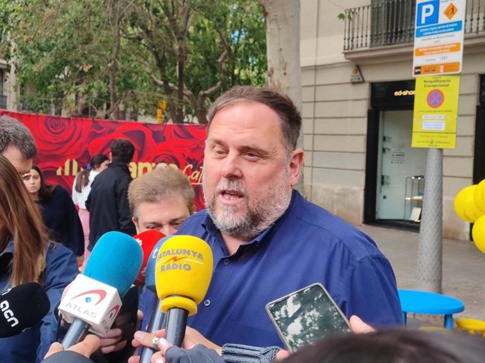 El presidente de ERC, Oriol Junqueras, durante la Diada de Sant Jordi de 2024.