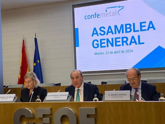 Asamblea Anual de la Confederación Española de Organizaciones Empresariales del Metal (Confemetal) celebrada este martes en la sede de la CEOE en Madrid. A 23 de abril de 2024.