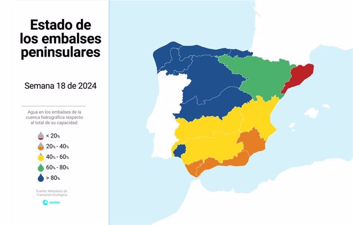 Reserva hídrica a 23 de abril de 2024