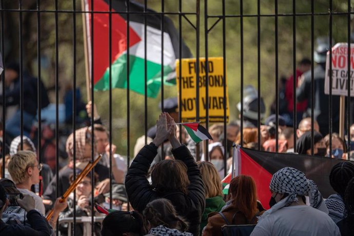 Manifestación propalestina en la Universidad de Columbia.