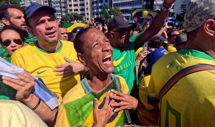 Seguidores de Jair Bolsonaro en una movilización en Río de Janeiro.
