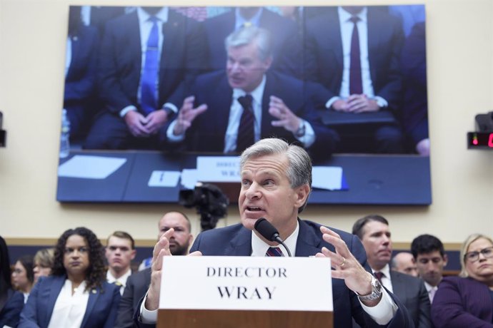 Archivo - 12 July 2023, US, Washington: FBI Director Christopher Wray testifies before House Judiciary Committee about Oversight of the Federal Bureau of Investigation during a hearing at Rayburn HOB/Capitol Hill in Washington. Photo: Lenin Nolly/ZUMA Pre