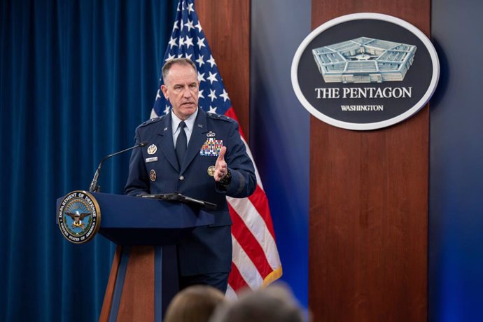 Archivo - March 8, 2024, Arlington, Va, United States of America: Pentagon Press Secretary Air Force Brig. Gen. Pat Ryder responds to a question from a reporter during a press briefing at the Pentagon, March 8, 2024 in Arlington, Virginia. Ryder said it w