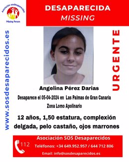 Menor desaparecida desde el 5 de abril en Las Palmas de Gran Canaria