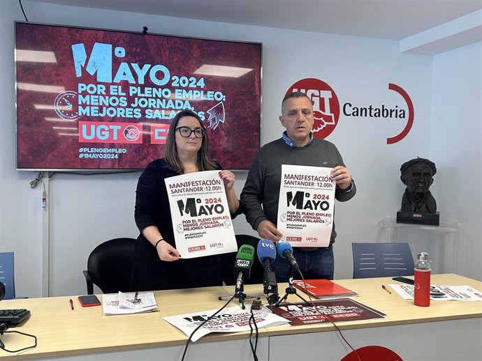 Rueda de prensa de UGT y CCOO por el 1 de Mayo.