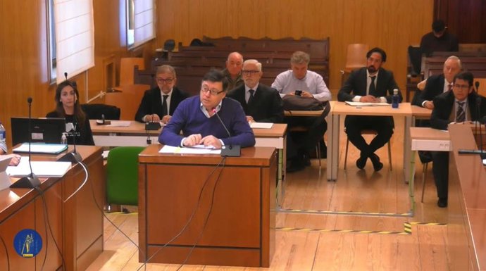 El exalto cargo de la Junta de Castilla y León Rafael Delgado, en la jornada en la Audiencia de Valladolid donde ha sido el primero de los doce encausados en prestar declarración.
