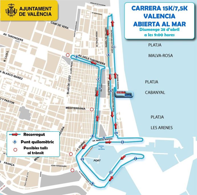 Poblats Marítims acull la 15k i 7,5k 'València Oberta al Mar' aquest diumenge