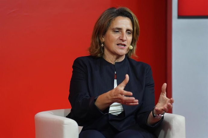 Archivo - La vicepresidenta tercera del Gobierno y ministra para la Transición Ecológica y el Reto Demográfico, Teresa Ribera, durante un encuentro con el Secretario General del PSE-EE y candidato a lehendakari.