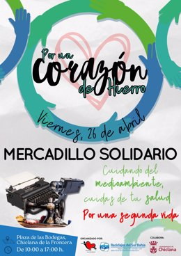 Cartel del mercadillo solidario que se realiza en Chiclana el 26 de abril.