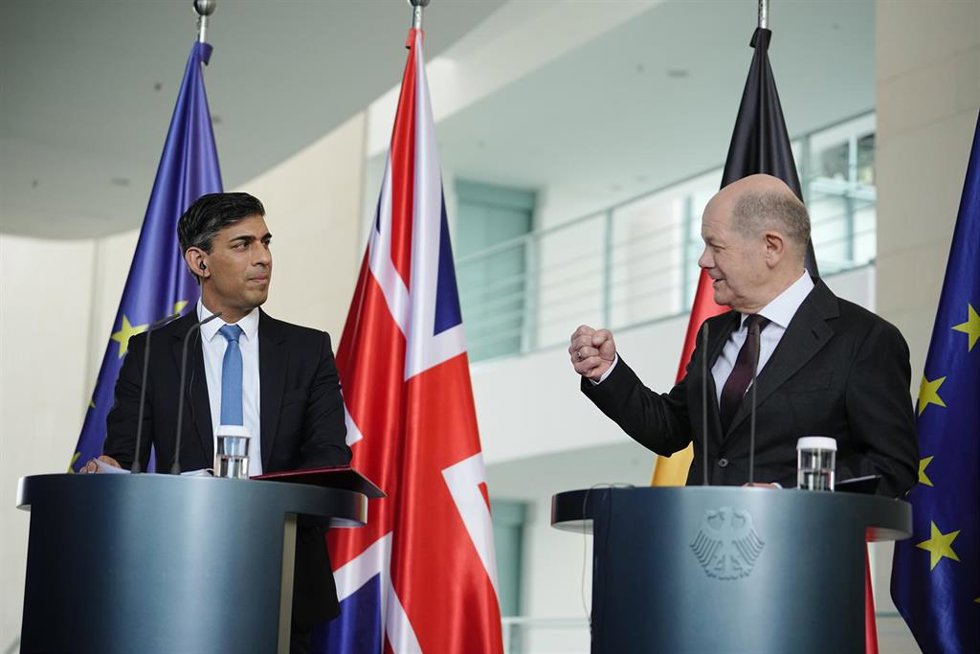 El canciller alemán, Olaf Scholz, y el primer ministro británico, Rishi Sunak