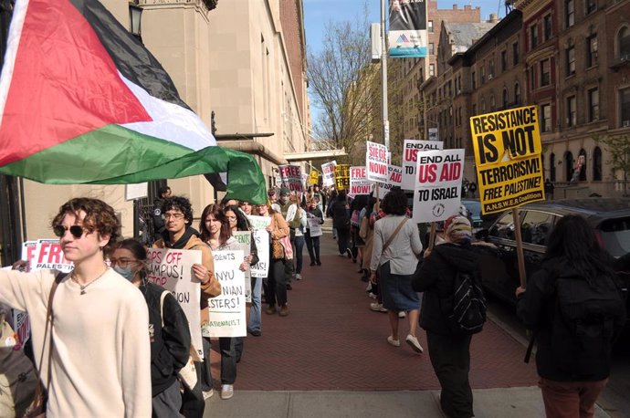 Manifestantes propalestinos en la Universidad de Columbia (EEUU)