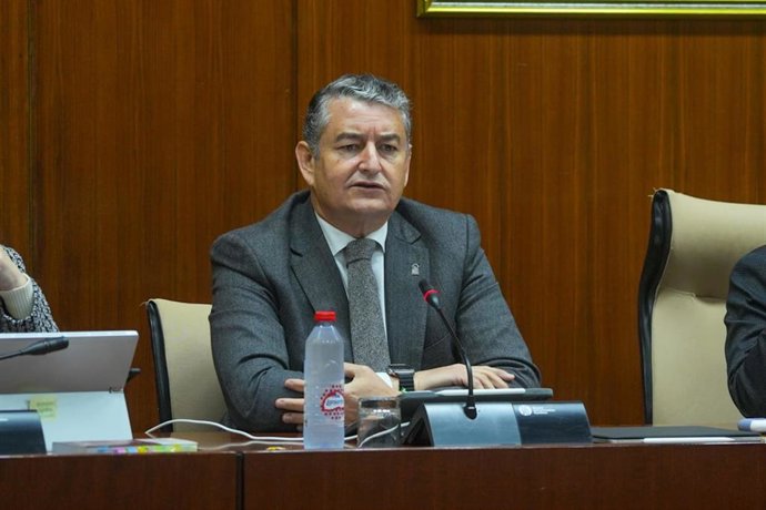 Archivo - El consejero de la Presidencia, Antonio Sanz, en una imagen de archivo de comparecencia en comisión parlamentaria.