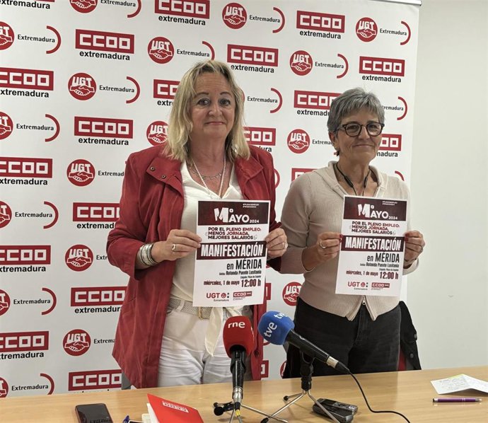 CCOO y UGT Extremadura presentan la manifestación por el Día Internacional de los Trabajadores
