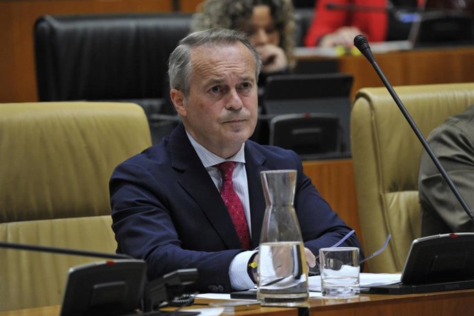 El consejero de Infraestructuras, Transportes y Vivienda, Manuel Martín Castizo, en el Pleno de la Asamblea.
