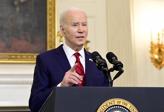 April 24, 2024, Washington, District Of Columbia, USA: United States President Joe Biden makes remarks after signing the $95 billion National Security Package that includes military aid to Ukraine and Israel and provides funding for humanitarian aid to Ga
