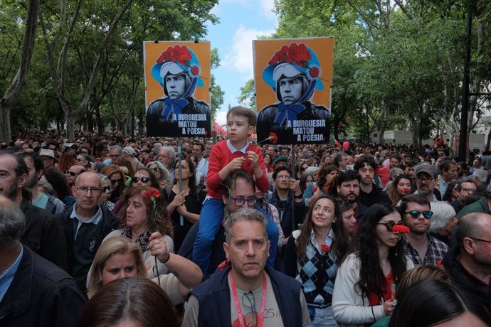 Celebración del 50 aniversario de la Revolución de los Claveles en Lisboa, Portugal