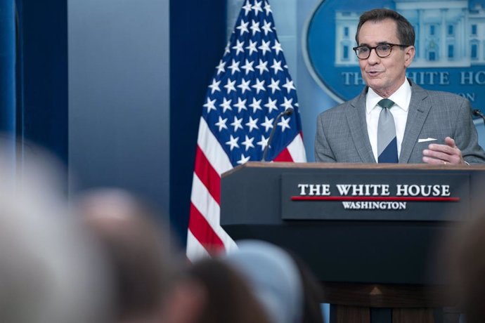 April 15, 2024, Washington, District Of Columbia, USA: National Security Council Coordinator for Strategic Communications John Kirby speaks during the daily press briefing in the James S Brady Press Briefing Room of the White House in Washington, DC on Mo