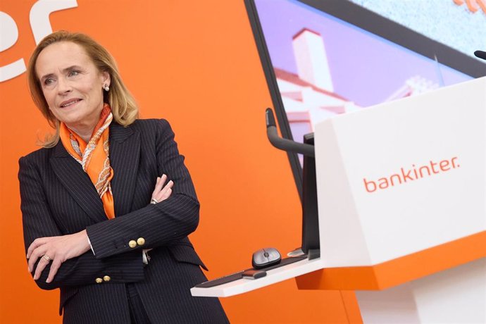 La consejera delegada de Bankinter, Gloria Ortiz, durante una rueda de prensa para presentar los resultados obtenidos por Bankinter en el primer trimestre de 2024, a 18 de abril de 2024, en Madrid (España). 