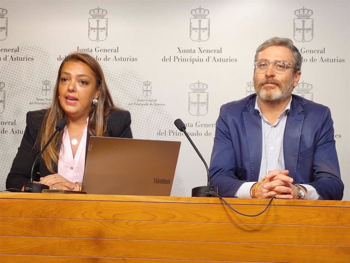 Archivo - Los diputados de Vox en la Junta General del Principado Carolina López y Javier Jové