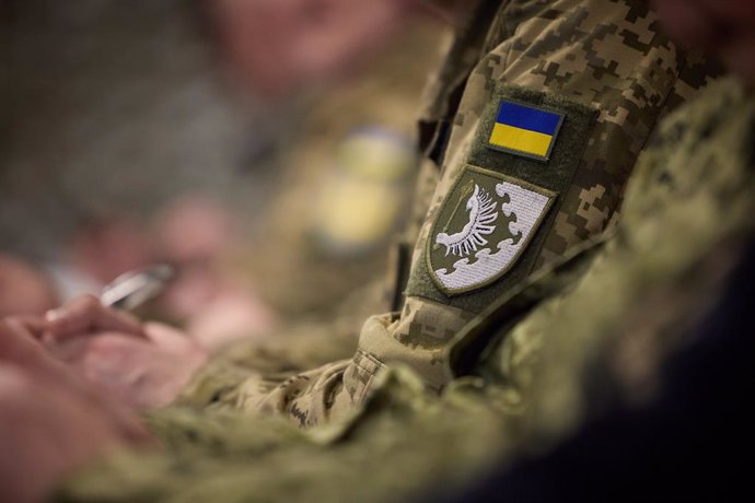 March 27, 2024, Ukraine, Ukraine, Ukraine: Ukraine's President Volodymyr Zelensky visit the location of the 117th separate brigade of territorial defence in the Sumy region, amid the Russian invasion of Ukraine, on March 27, 2024