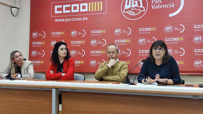 Rueda de prensa de UGT PV y CCOO PV para presentar el 28 de abril y el 1 de mayo
