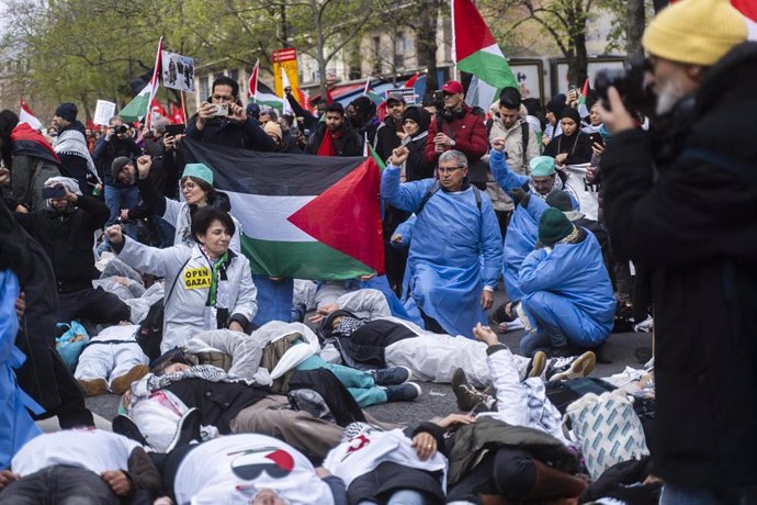 Manifestaciones en París a favor de la causa palestina durante la guerra de Gaza 