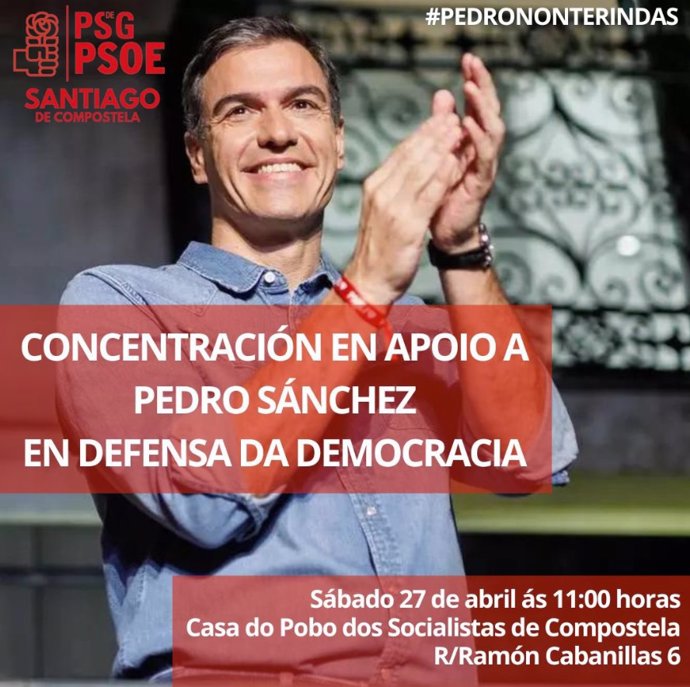 Imagen de la concentración que el PSOE compostelano organiza en la capital gallega