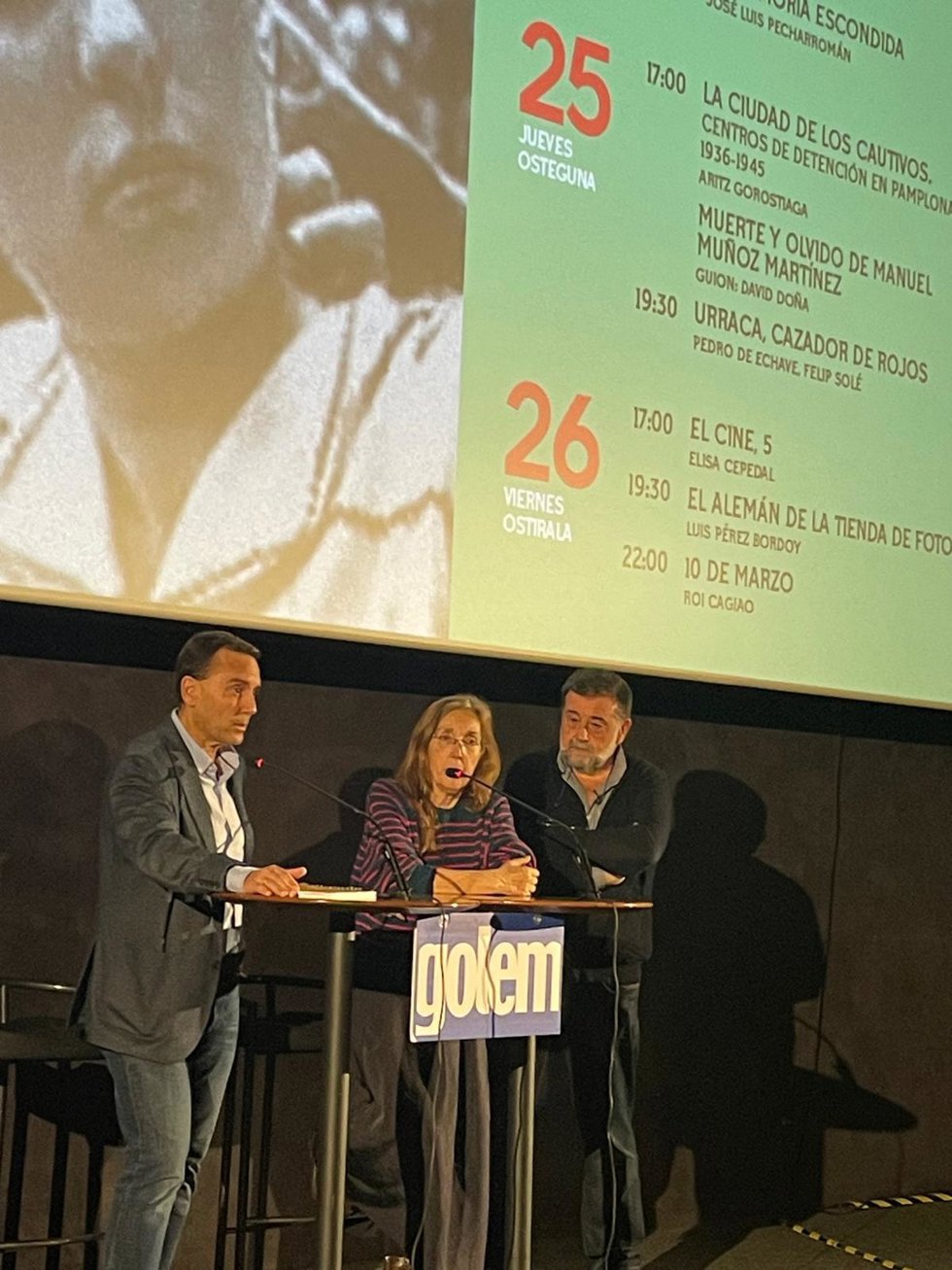 David Doña en la presentación del documental de Diputación proyectado en el Instituto Navarro de la Memoria.