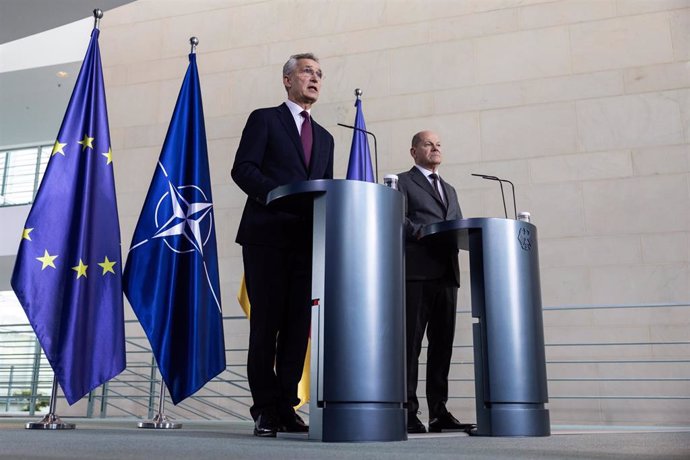 Rueda de prensa del secretario general de la OTAN, Jens Stoltenberg, y el canciller de Alemania, Olaf Scholz