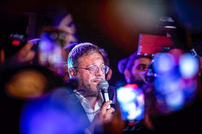 Archivo - April 15, 2023, Netanya, Israel: Israeli Minister of National security Itamar Ben-Gvir speaks during a pro reform demonstration in Netanya north of Tel Aviv. Hundreds of thousands of people rallied for the 15th straight week Saturday against Net