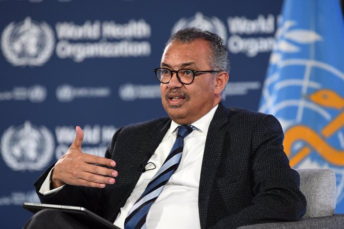 GENEVA, April 9, 2024  -- Tedros Adhanom Ghebreyesus, director-general of the World Health Organization (WHO), speaks at a panel discussion in Geneva, Switzerland on April 8, 2024. The head of the WHO on Monday called for health care facilities and person