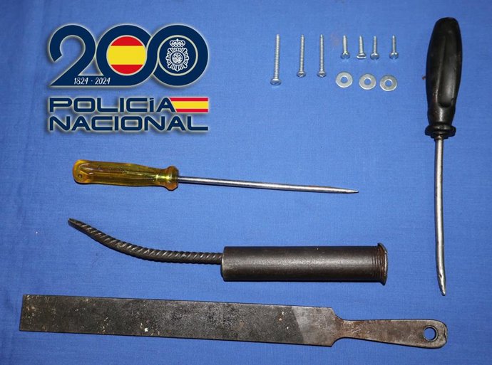 Herramientas requisadas por la Policía Nacional.