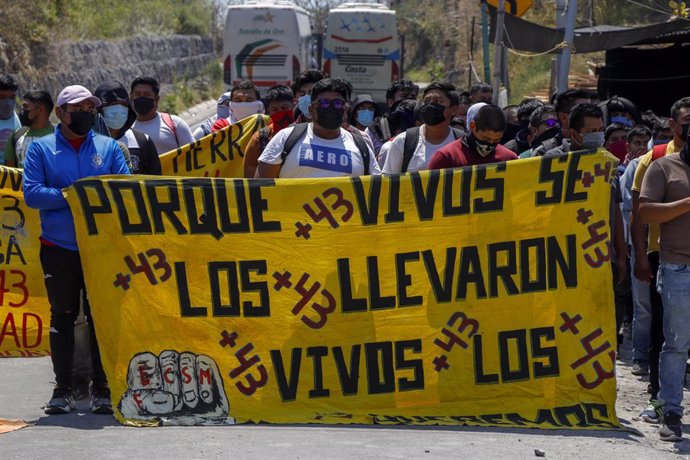 Archivo - March 13, 2024, Chilpancingo, Guerrero, Mexico: Normalists from Ayotzinapa held a rally at the place where the normalist Yanqui Kothan was extrajudicially executed on the night of March 7 by elements of the Guerrero state police. At the rally, Y