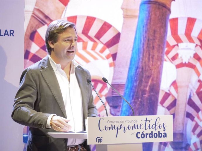 El secretario general del PP de Andalucía, Antonio Repullo, en la convención 'Comprometidos con Córdoba'.