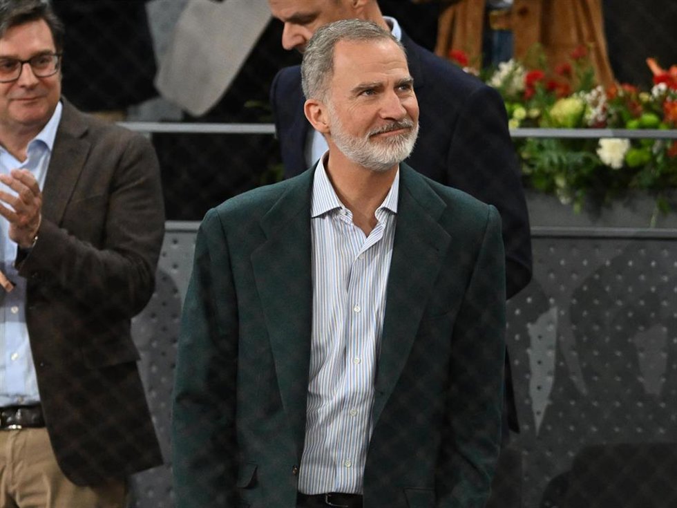 El Rey Felipe durante el partido de Rafa Nadal en el Mutua Madrid Open, a 27 de abril de 2024, en Madrid (España).