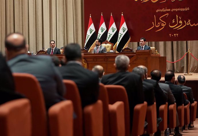 Archivo - BAGHDAD, Oct. 13, 2022  -- Lawmakers attend a parliament session in Baghdad, Iraq, on Oct. 13, 2022. Iraqi lawmakers on Thursday elected Abdul Latif Rashid as the new president of Iraq, marking a crucial step toward forming a new government for 