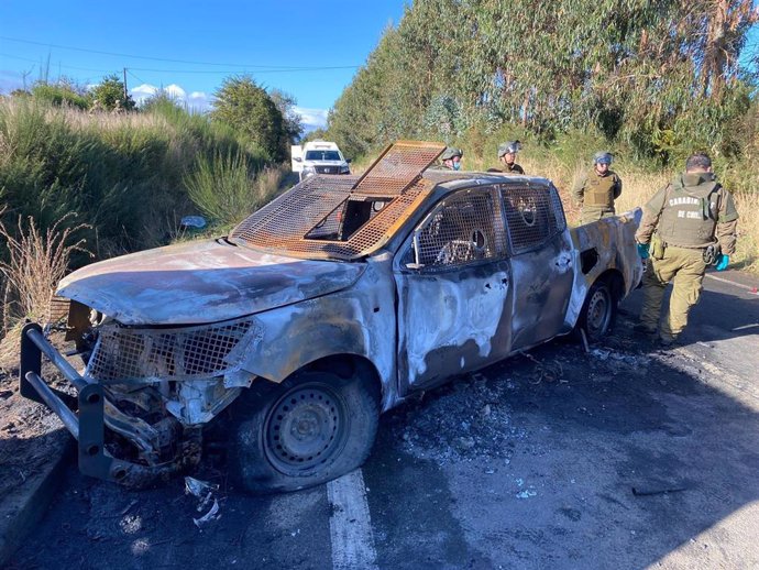 Camioneta de Carabineros de Chile atacada