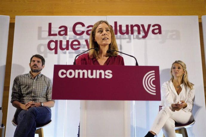La candidata de los Comuns a presidir la Generalitat, Jéssica Albiach, en un acto de Comuns.