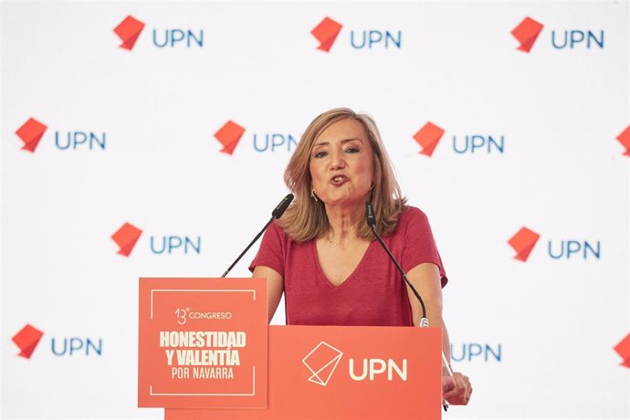 Cristina Ibarrol,a interviene en el Congreso de UPN tras ser elegida nueva presidenta del partido.