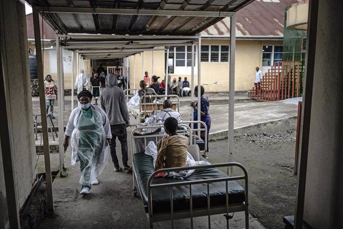 GOMA, April 14, 2024  -- Patients wait for treatment at Ndosho Hospital in Goma, eastern Democratic Republic of the Congo (DRC), April 13, 2024. Due to the armed conflicts in the eastern part of the Democratic Republic of the Congo (DRC), Goma, the main c