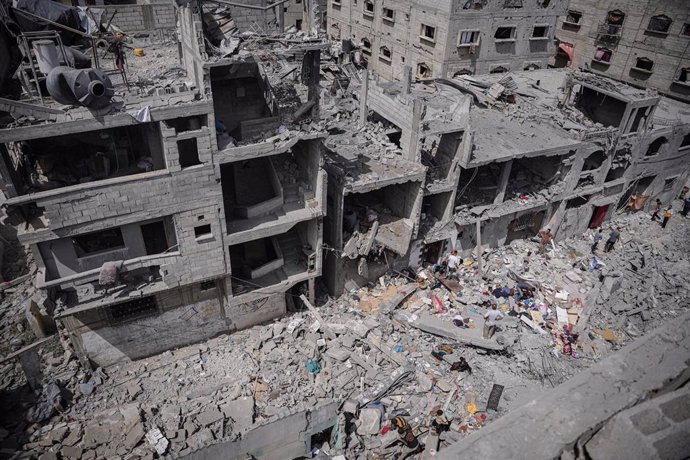 Edificios bombardeados en Nuseirat, en la Franja de Gaza