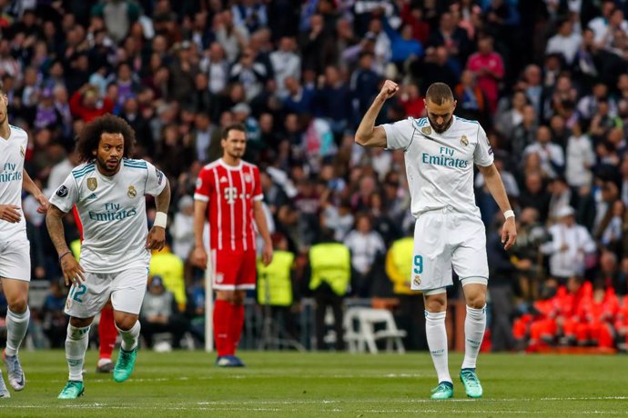 Archivo - Karim Benzema of Real Madrid celebrates the goal during the Champions League, 1/2 second round, soccer match played at Santiago Bernabeu Stadium, Madrid, Spain, between Real Madrid and Bayern Munich, May 1th, 2018.