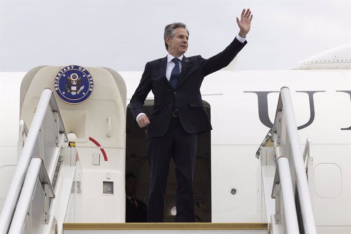 El secretario de Estado de EEUU, Antony Blinken, a su llegada a Pekín para una visita oficial a China (archivo)