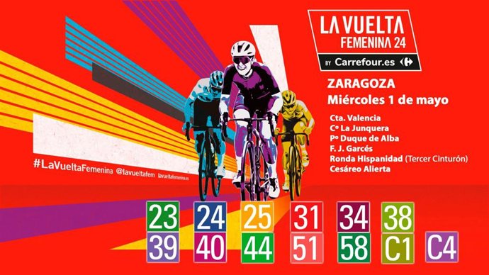Cartel de La Vuelta Femenina a su paso por Zaragoza